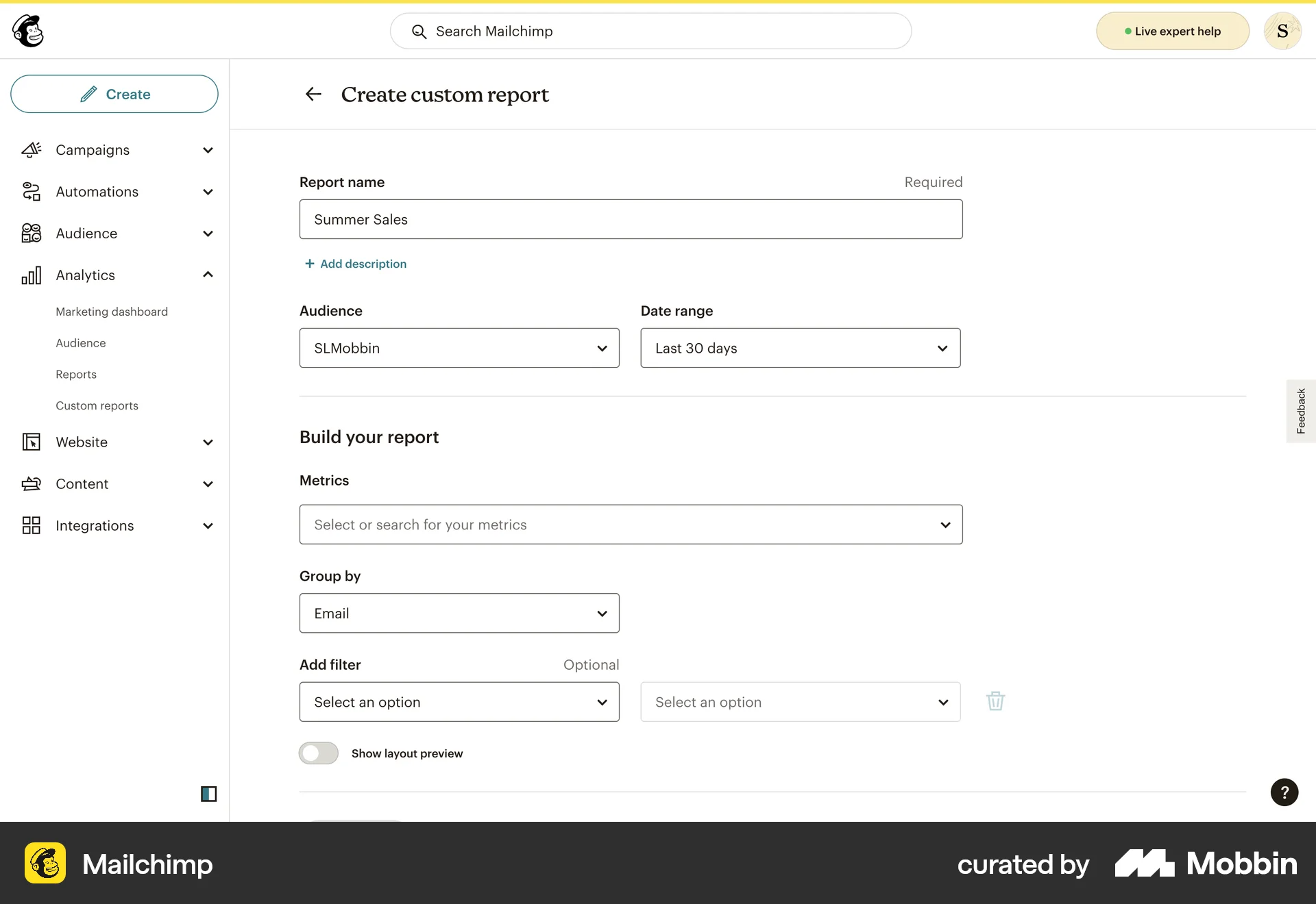 MailChimp Custom Report Builder